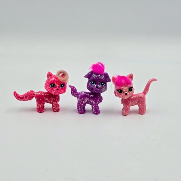 Polly Pocket Glitter Cat Dog Pink Purple Hair Animals Toy Figurine - Picture 2 of 15